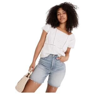 Madewell High Rise Denim Mid Length Shorts Light Wash Size 24 Modest Bermuda